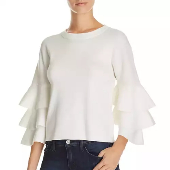 Anthropologie Endless Rose Tiered Ruffle Sleeve Blouse - Picture 2 of 11